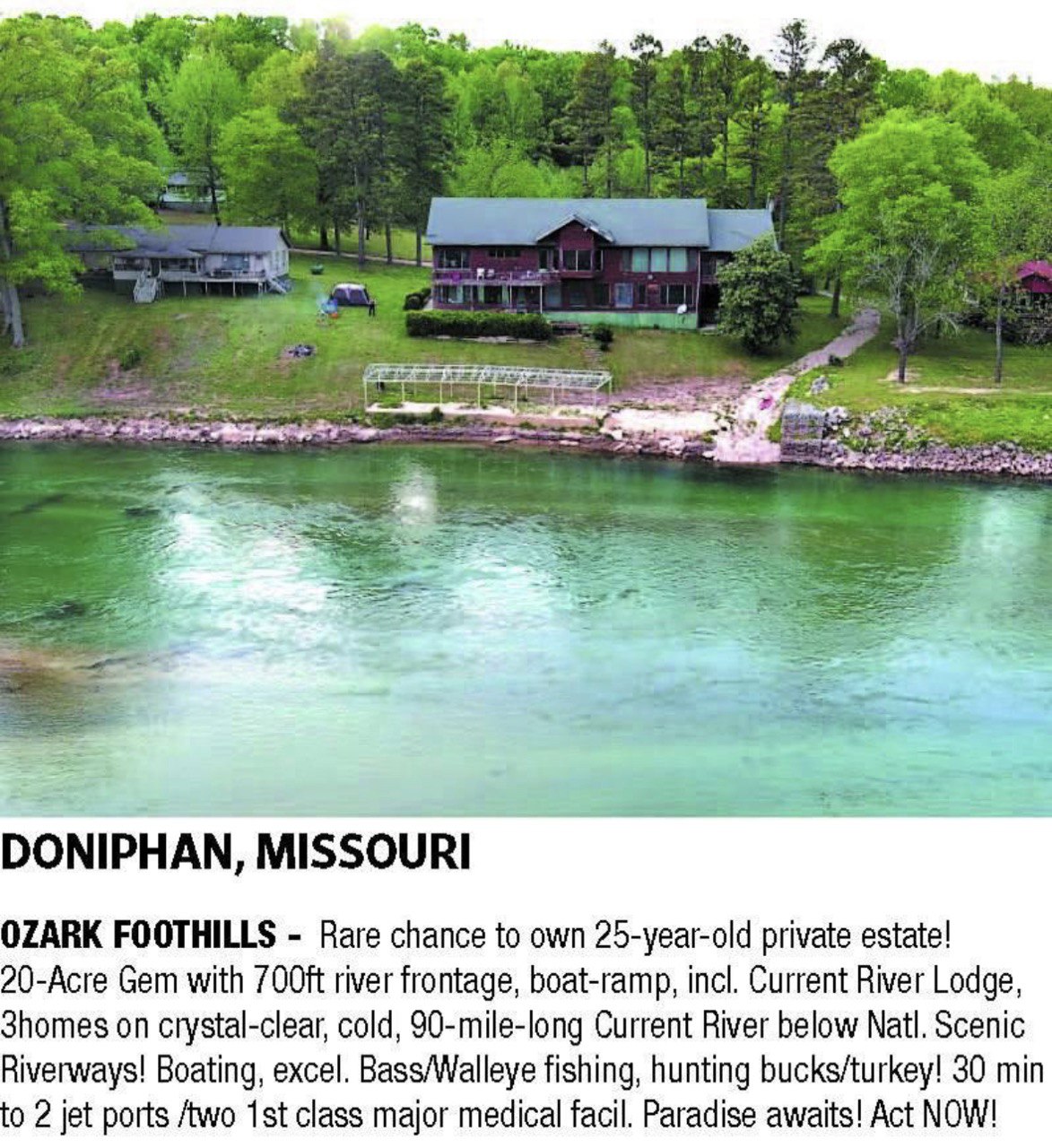 Doniphan Missouri waterfront estate setting
